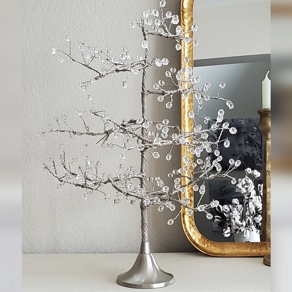 Crate&Barrel Silver Crystal Tree Accent